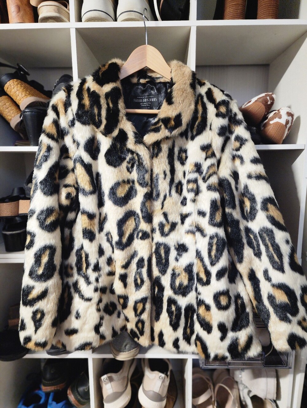 Donna Salyers Fabulous Furs Leopard Faux Fur Coat. Womans Large - Picture 2 of 5
